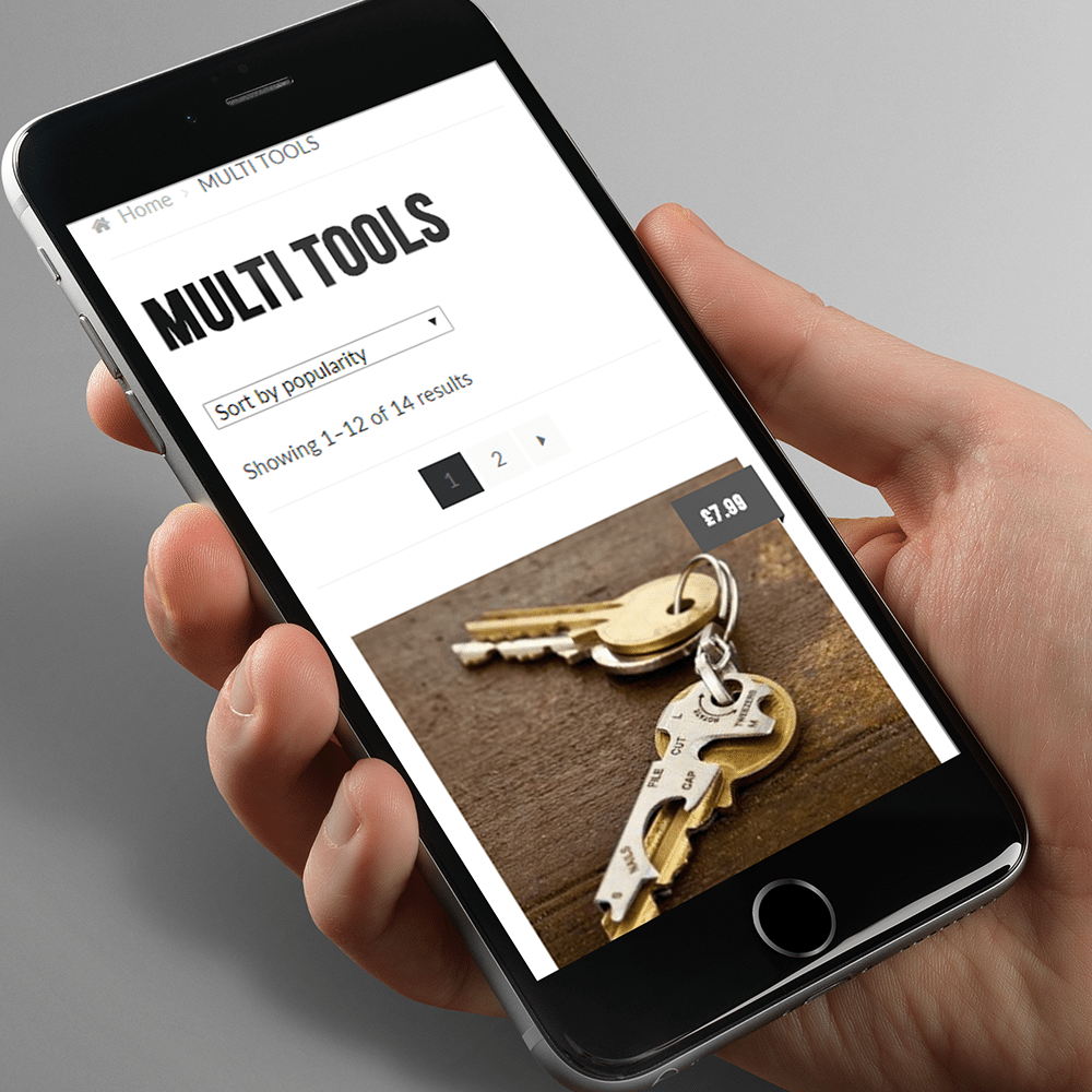 person shopping on true utility ecommerce store on a mobile
