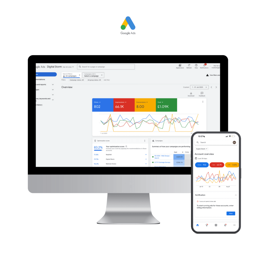 Google Ads Mockup Digital Storm