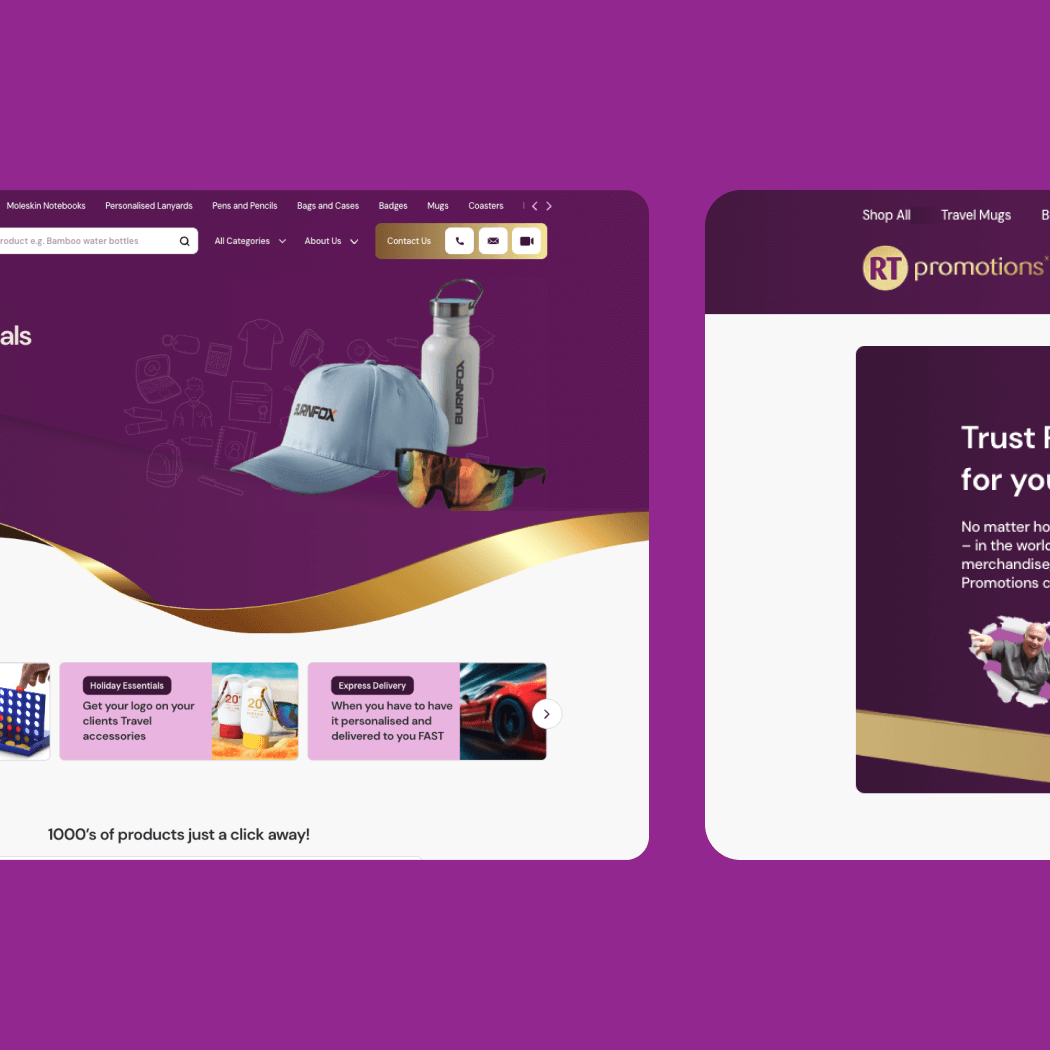 RT Promotions Website Design Desktop 1