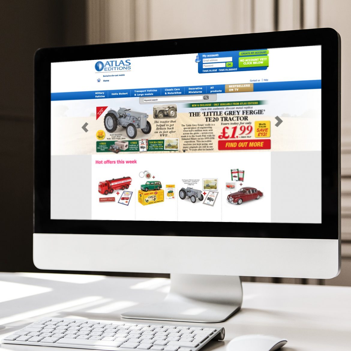 Atlas editions website on an iMac