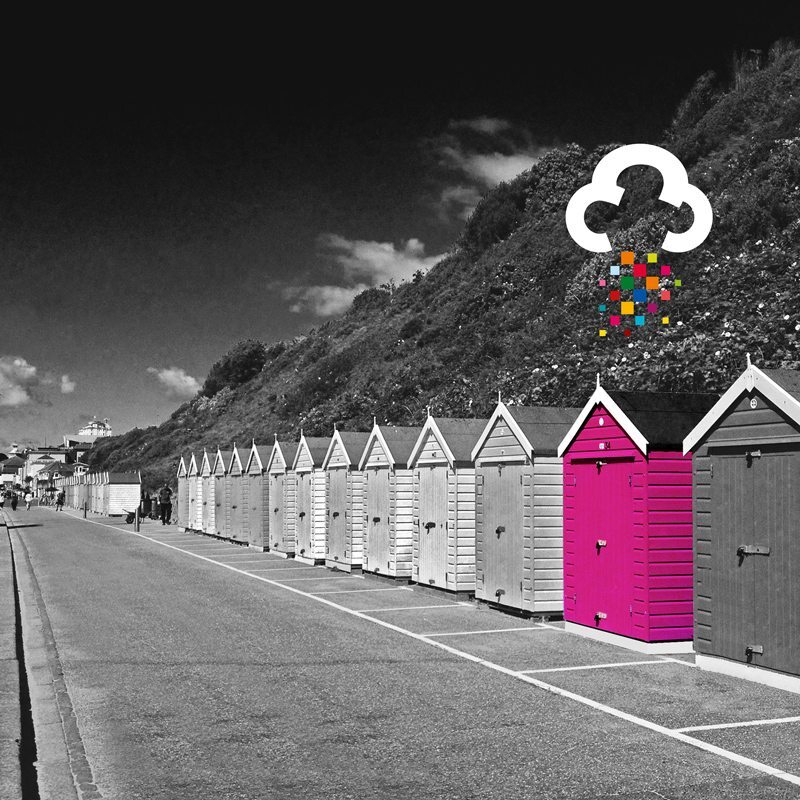 Beach huts in Bournemouth Poole near Digital Storm