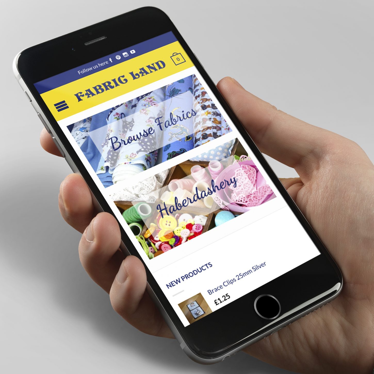 Person buying fabric on a phone