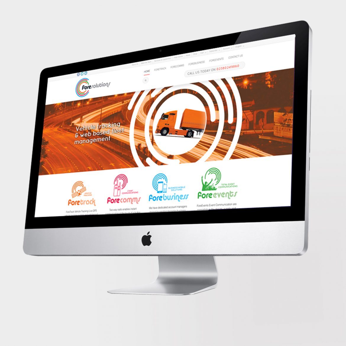 fore solutions website on an iMac