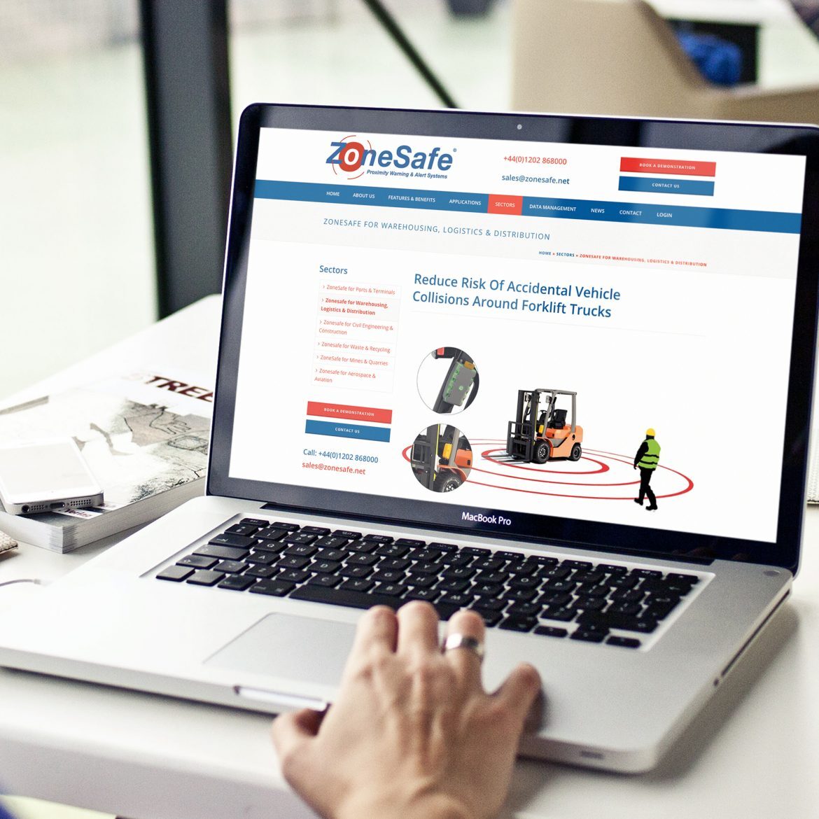 zonesafe website on a MacBook