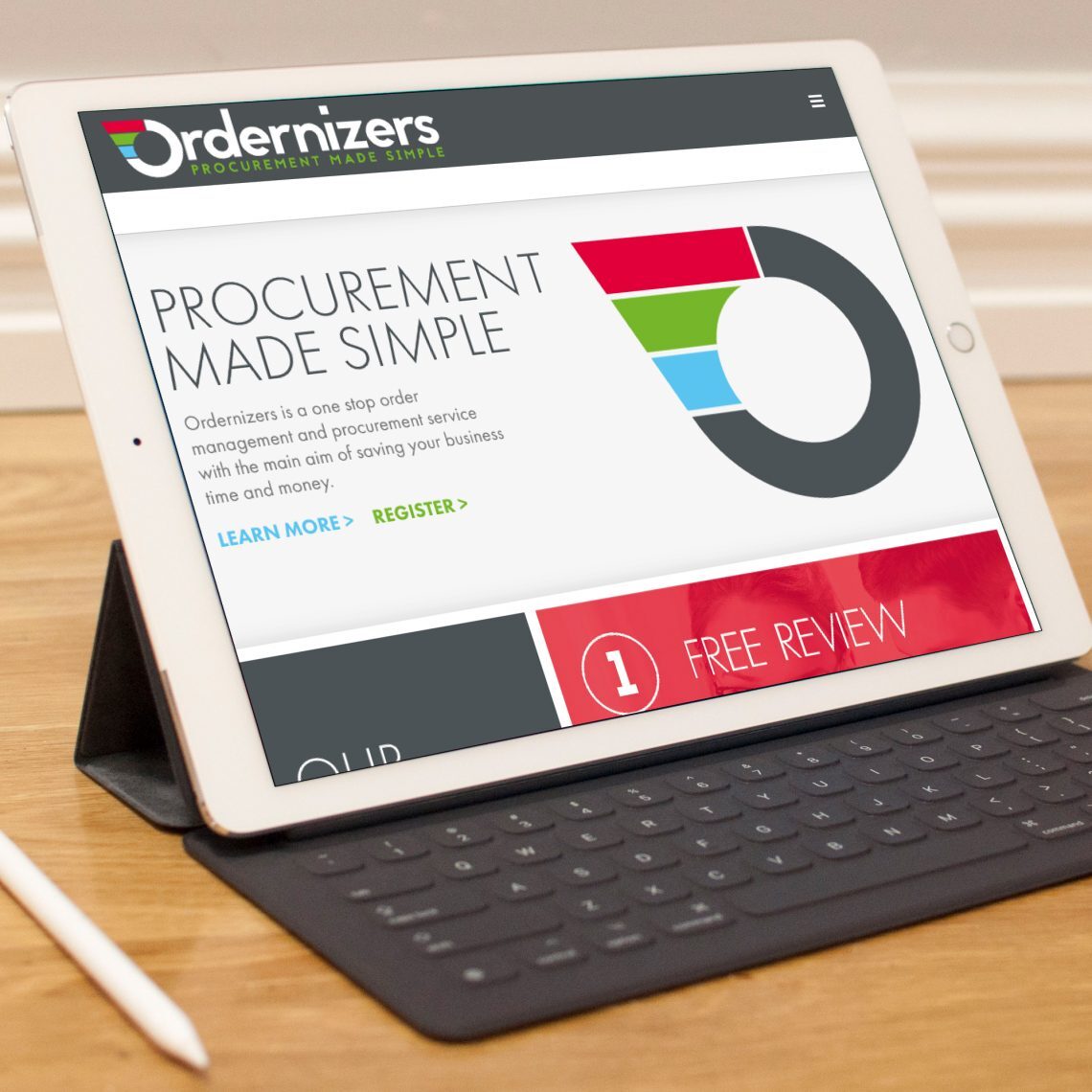 Ordernizers website on an iPad