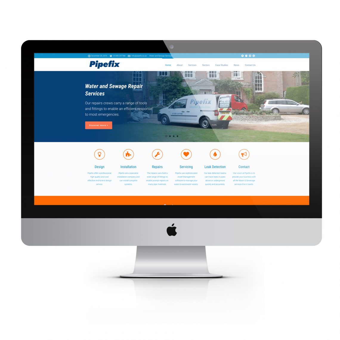 pipefix website on an iMac against a white background