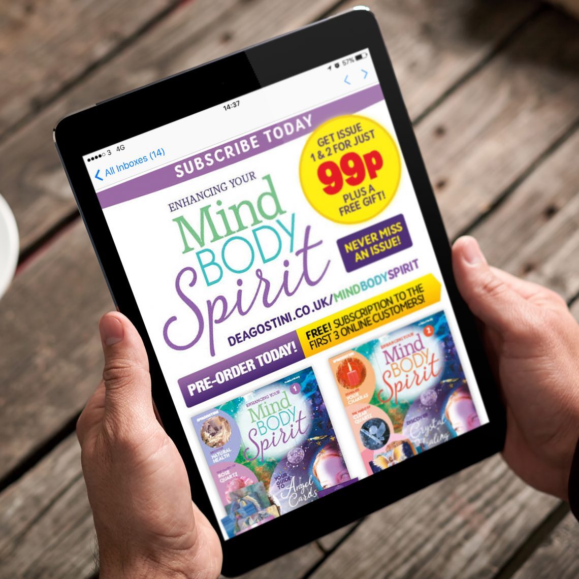 person reading deagostini email marketing campaign