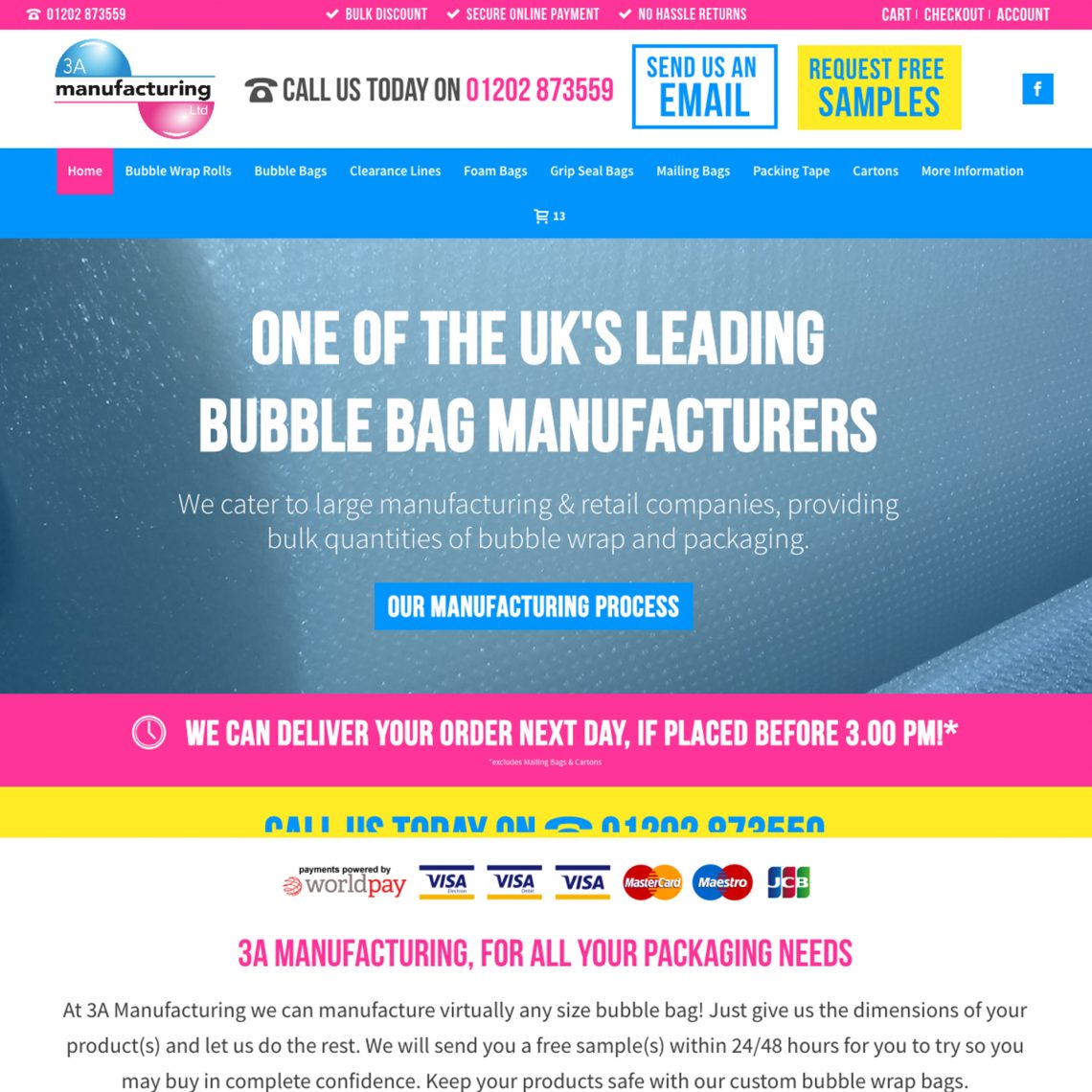 3a manufacturing homepage of website