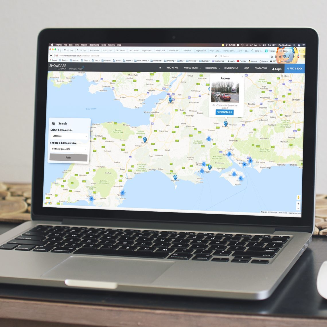 showcase outdoors Google Map on a MacBook