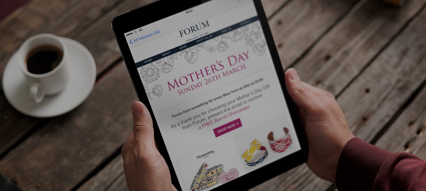 Person looking at a Marketing Email designed by our Email Marketing team