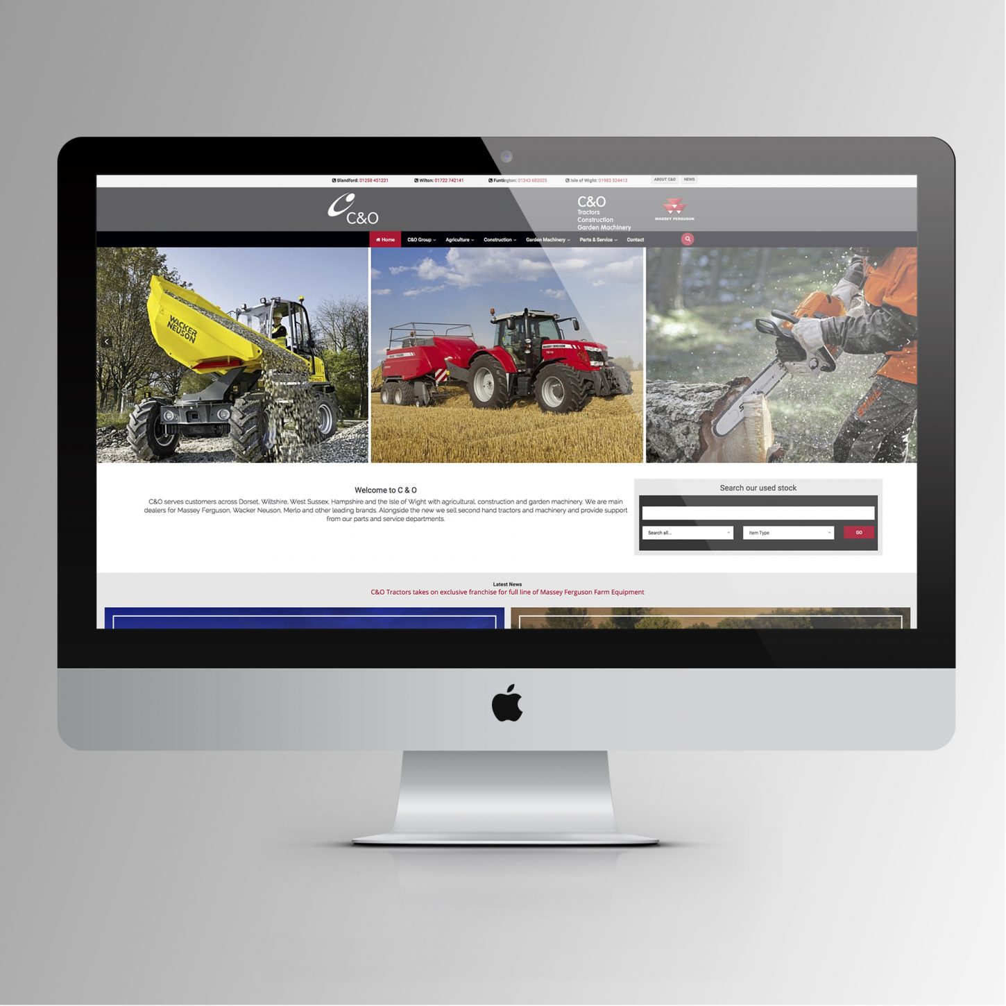 C&O tractor website on a Mac