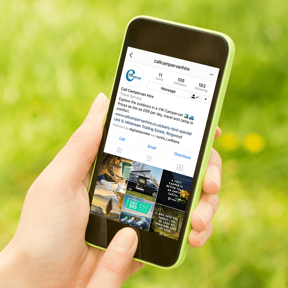 Browsing Call Campervan Hire's Instagram outside