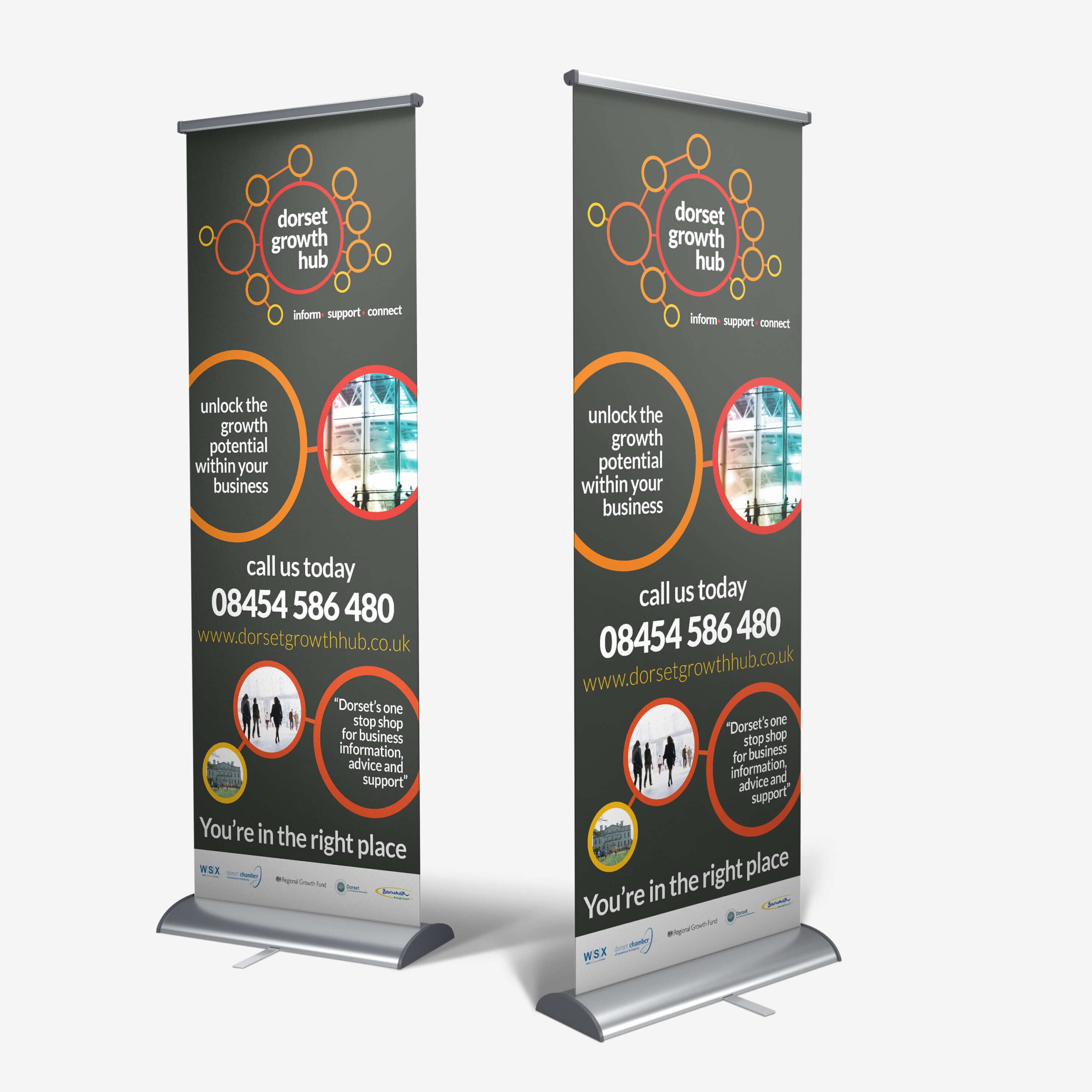 Dorset Growth Hub rollup exhibition stands Digital Storm