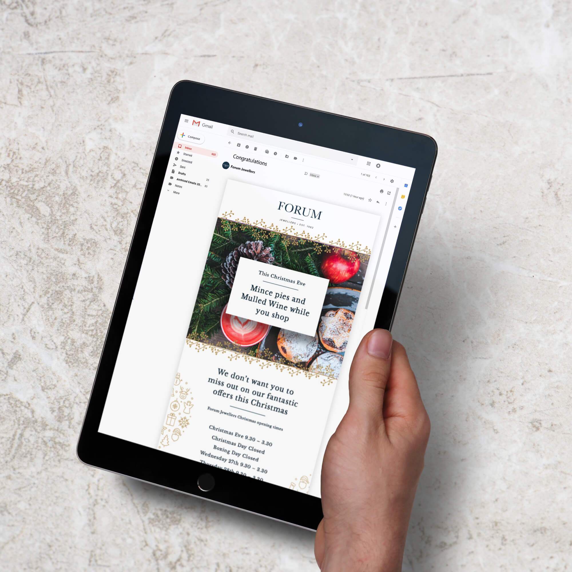 Ipad Mince Pies Mulled Wine Email Mockup