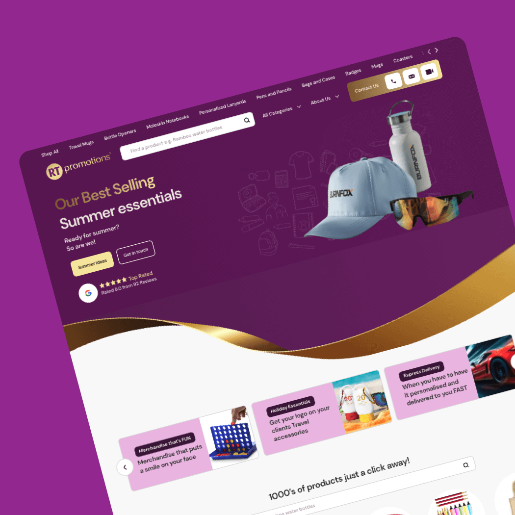 RT Promotions Homepage Website Design